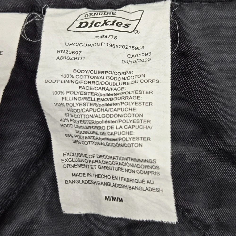 Dickies Men Jacket M Brown Work Water Repellent Duck Hooded Shirt Jacket